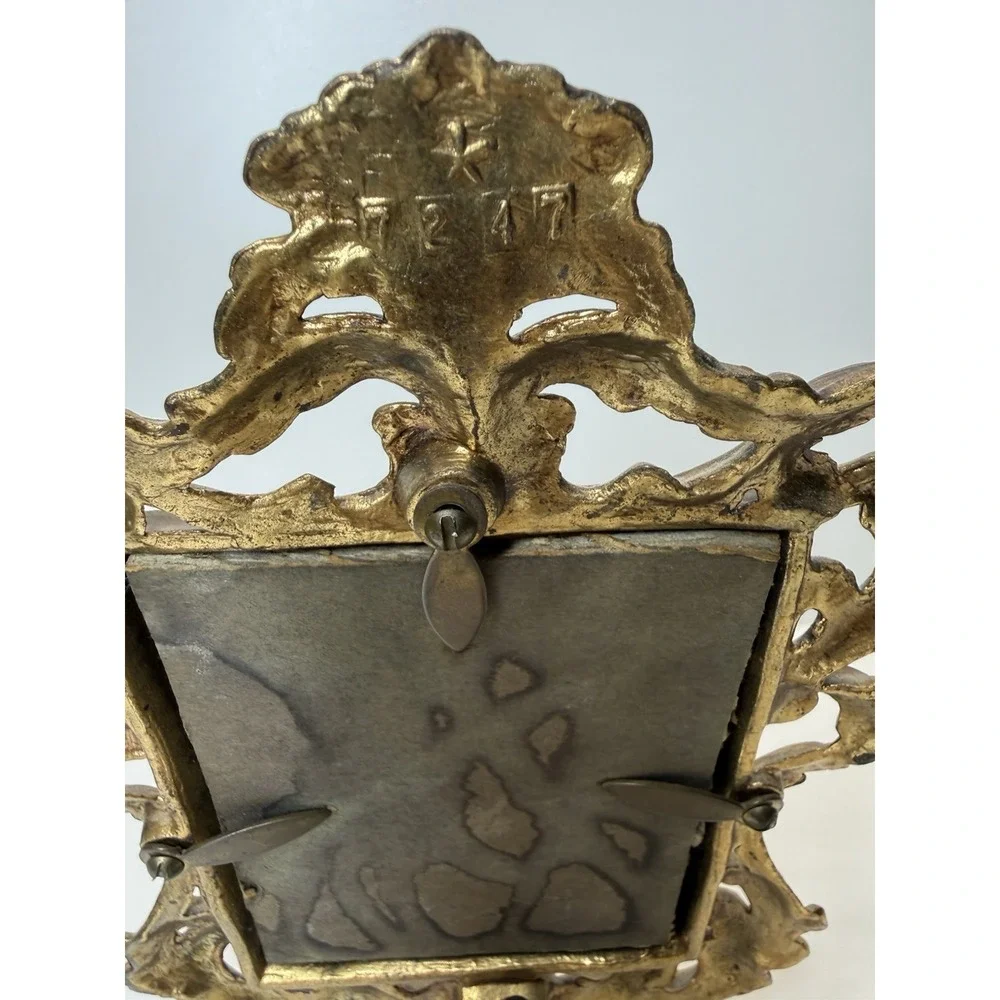 Vtg Gold‎ Vanity Mirror Ornate Rococo Hollywood Regency Tabletop Easel Baroque